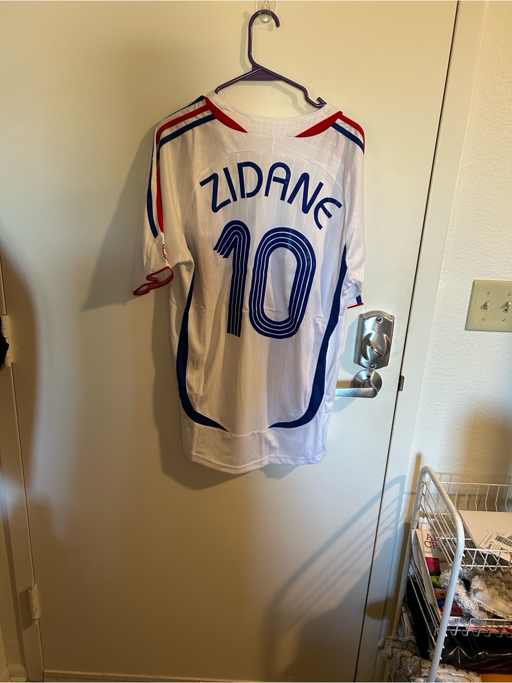adidas White Soccer Jersey with Red Trim